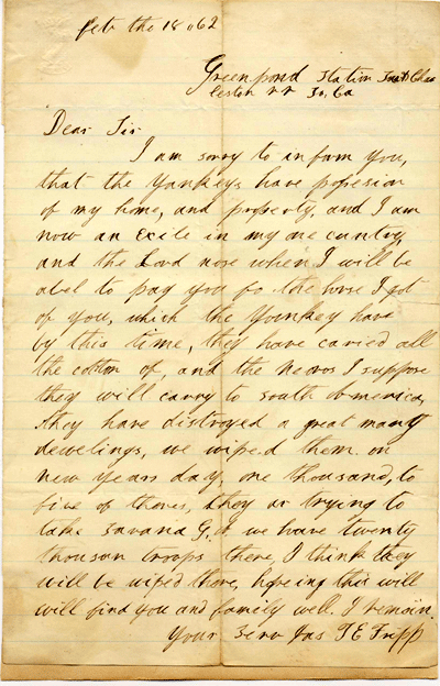 Letter from James T. E. Fripp