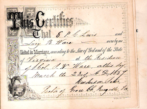 Marriage License of Lucy Ware