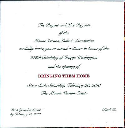 Mount Vernon Invitation